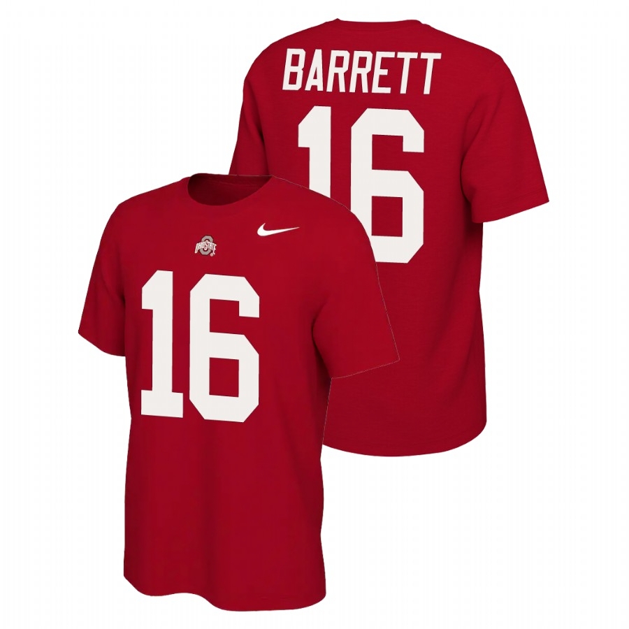 Ohio State Buckeyes Men's NCAA J.T. Barrett #16 Scarlet Name & Number Retro Nike College Football T-Shirt CZC1549SE